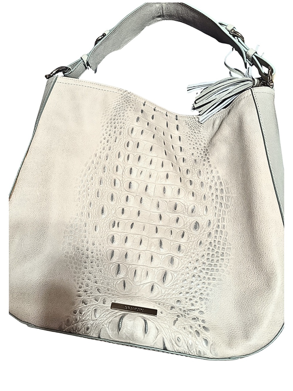 EUC Brahmin Light Mint Green Croc-Embossed Hobo Style Shoulder Bag